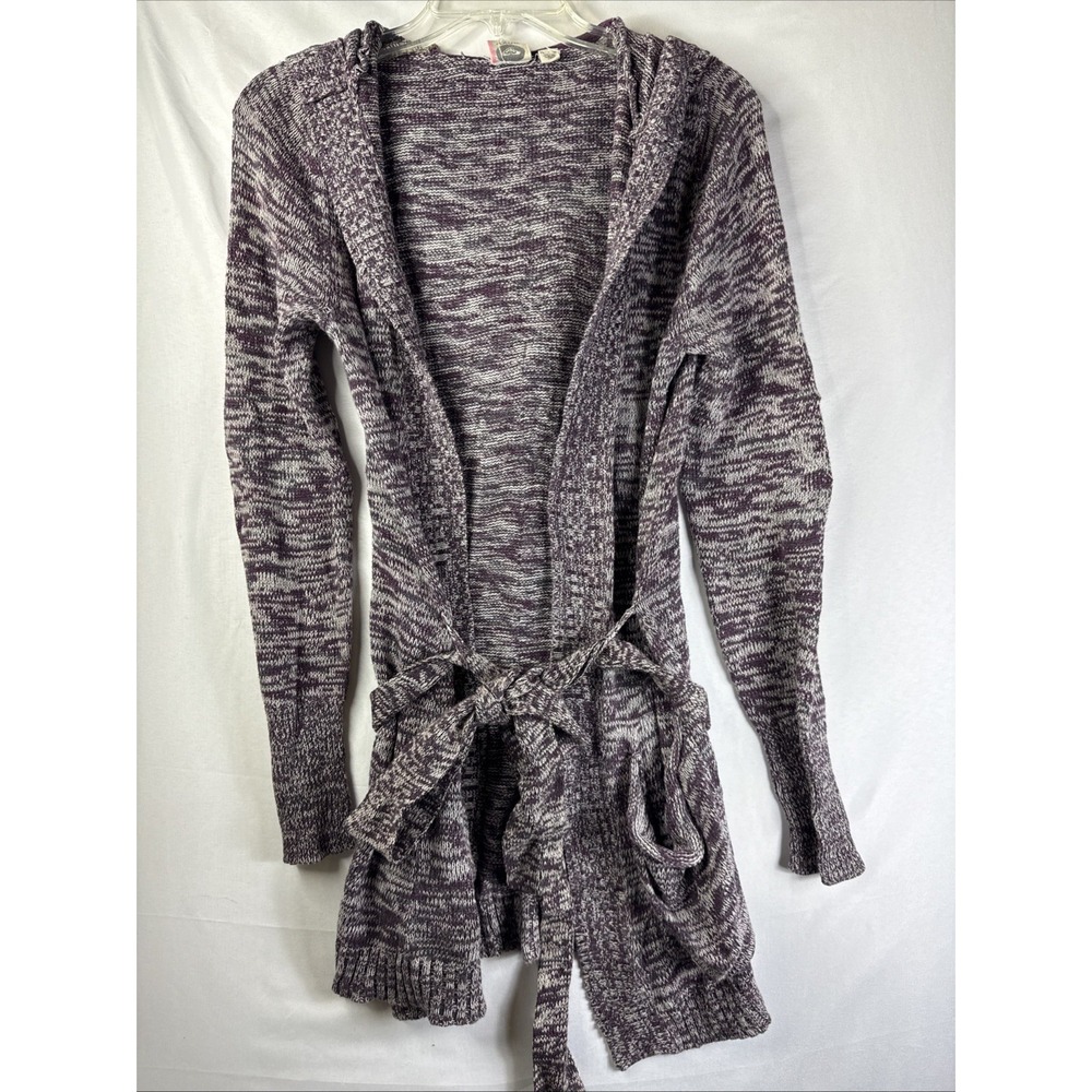 Roxy Womens SP Open Front Hooded Cardigan Sweater Knitwear Purple Gray Heather